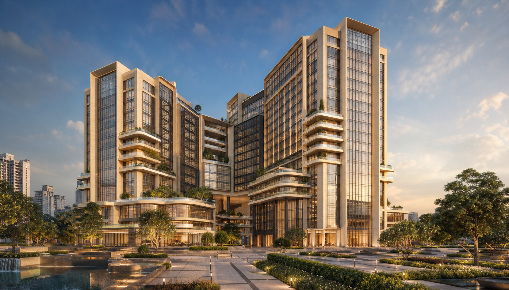 Architectural 3D visualisation of a Gurugram real estate development
