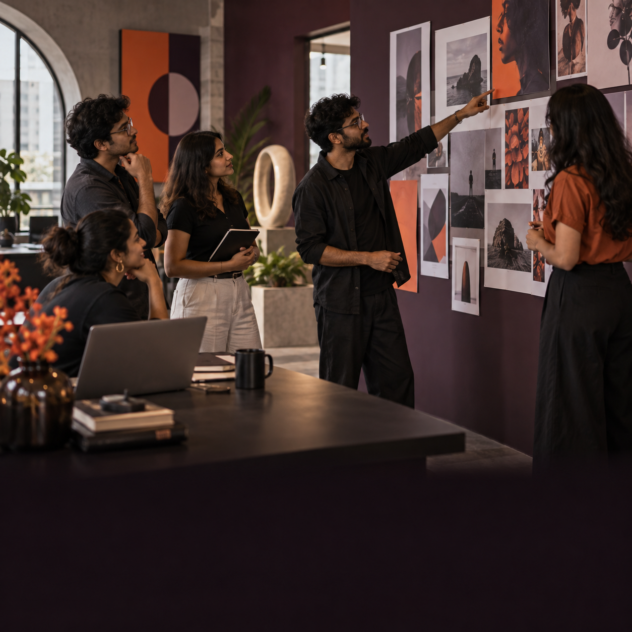 Connected marketing team collaborating