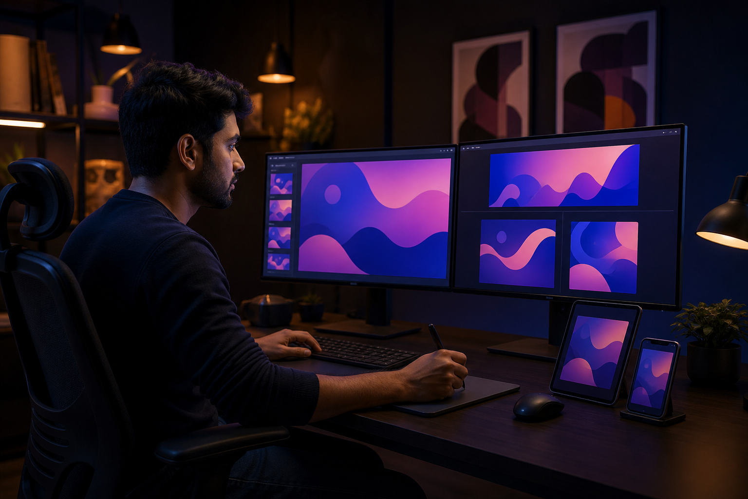Indian digital designer developing responsive campaign creative