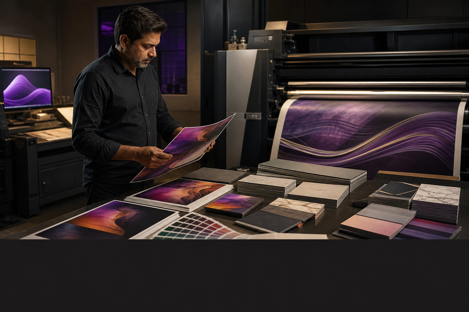Indian print professional reviewing premium campaign production