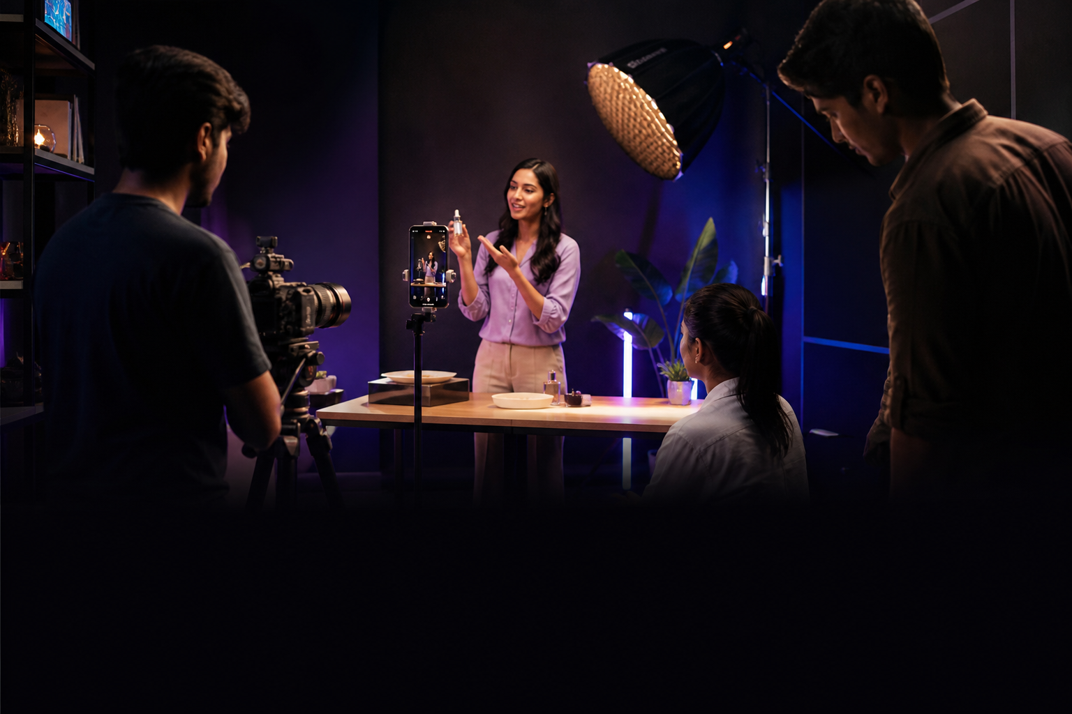 Indian content crew producing social media video