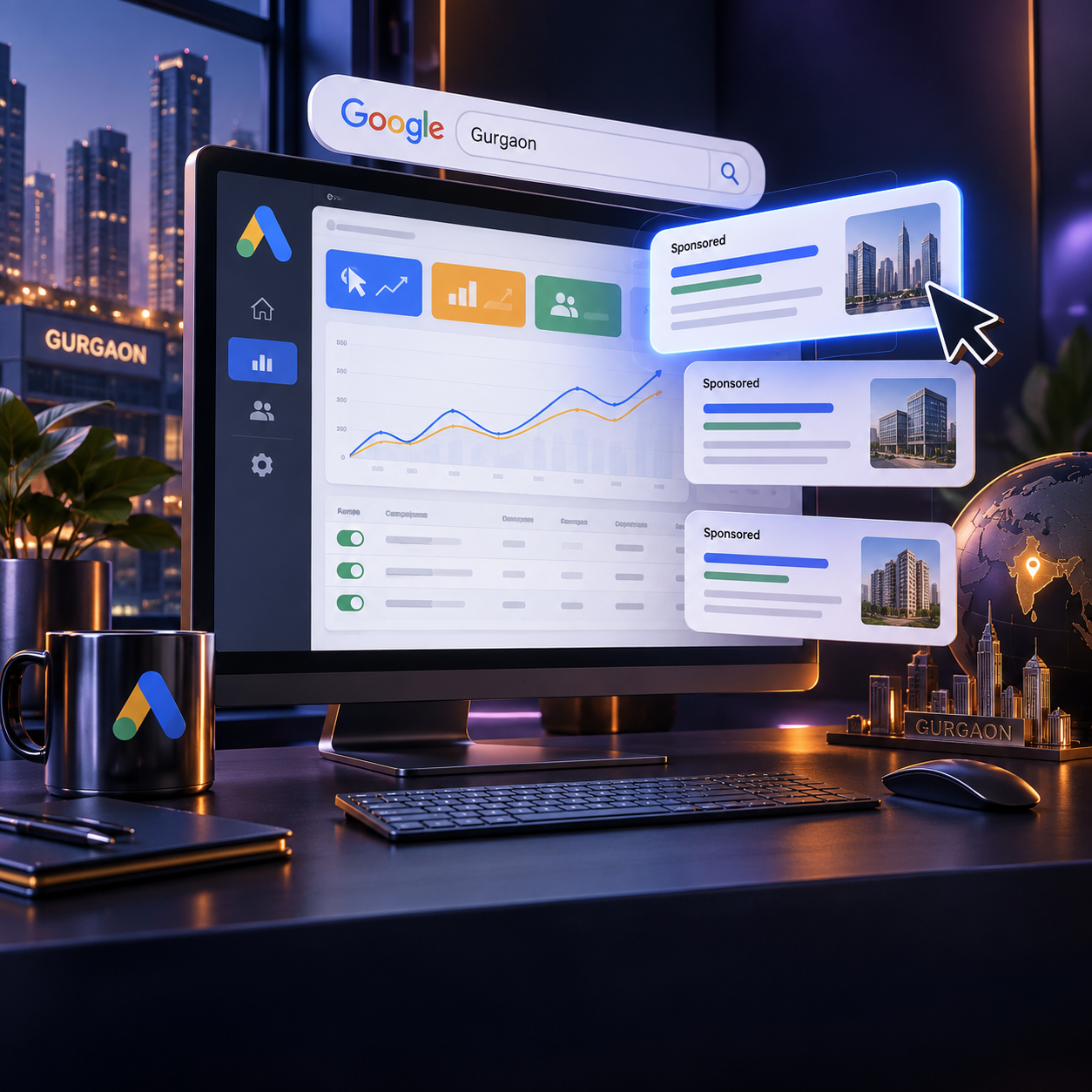 Google Ads campaign dashboard concept