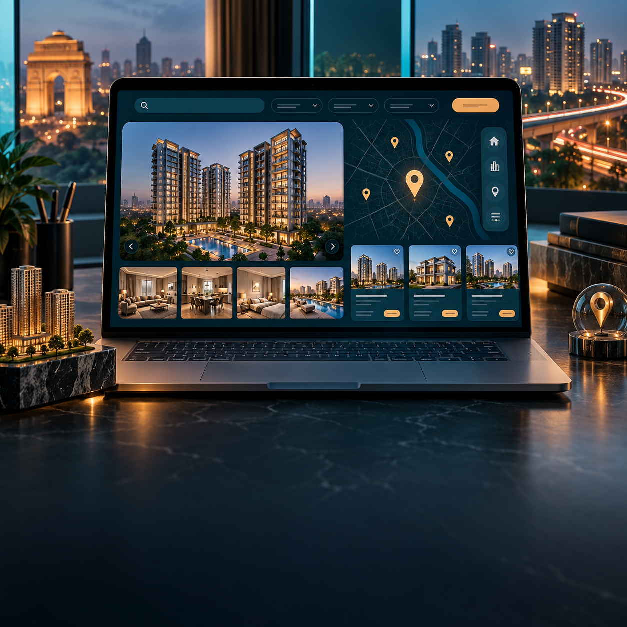 Real estate website displayed on a laptop