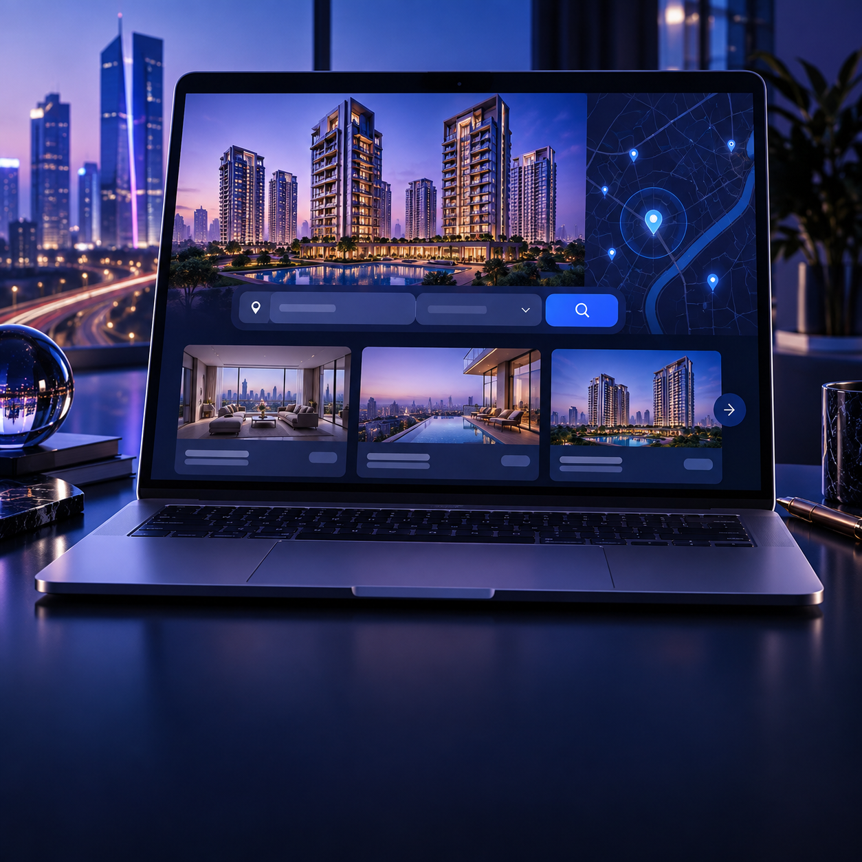 Real estate website displayed on a laptop