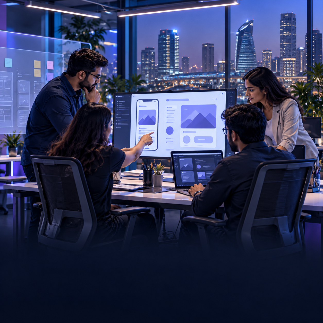 Website development team working on a digital platform