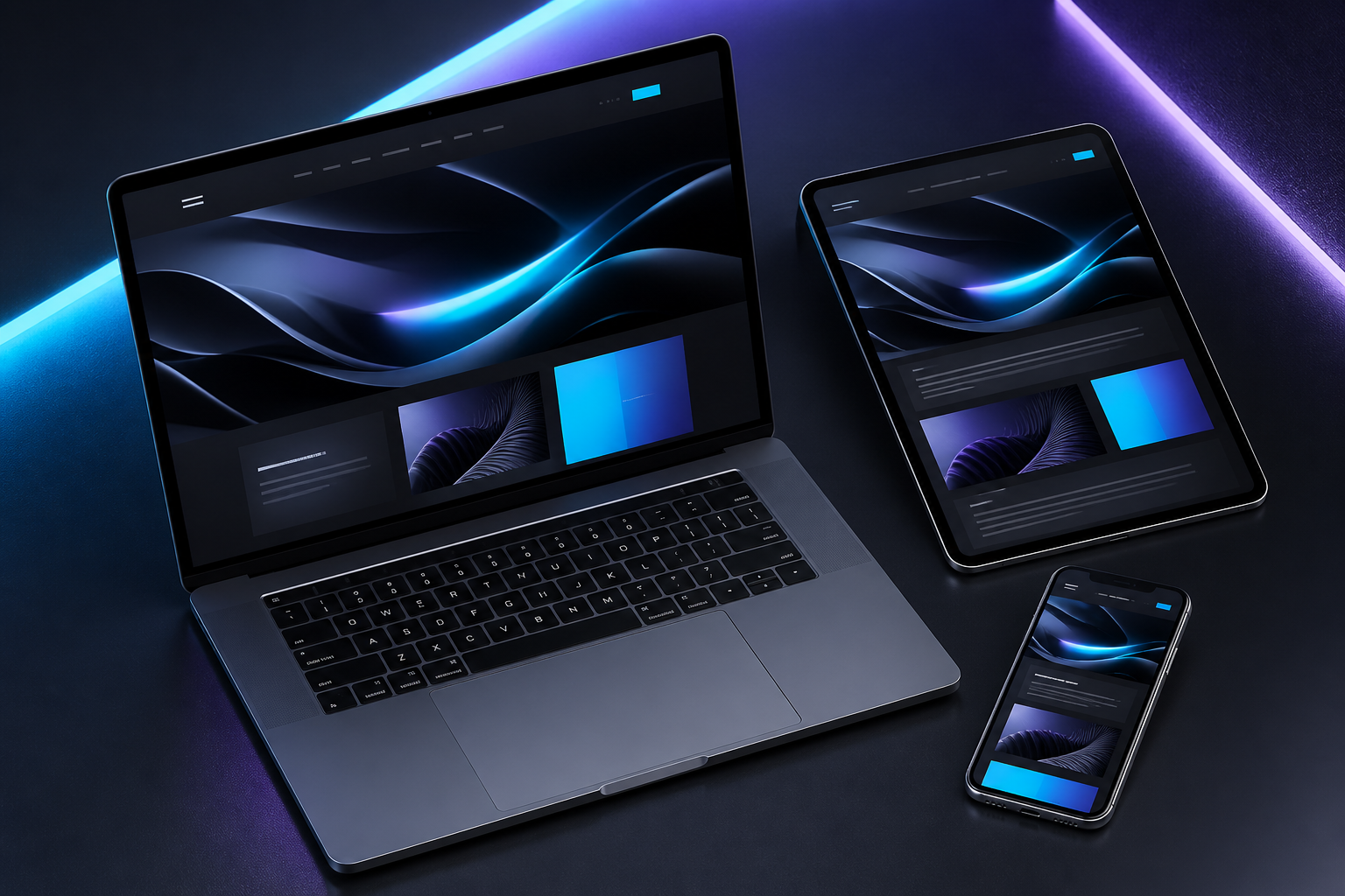 Responsive website experience across laptop, tablet and smartphone