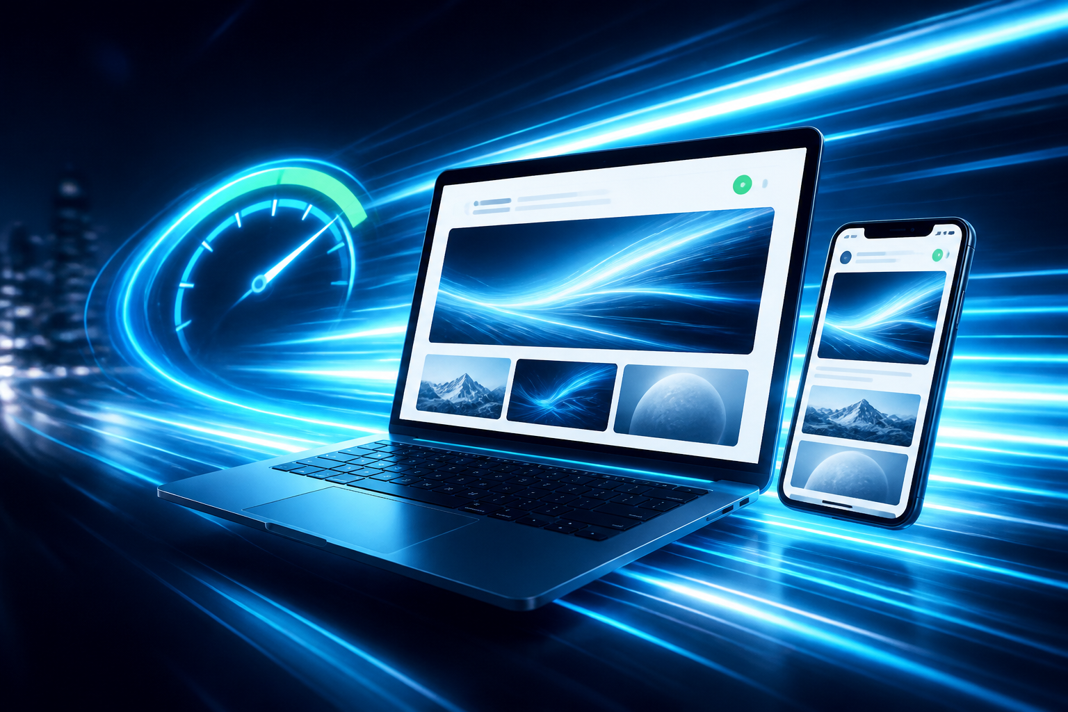 Website performance and page speed concept