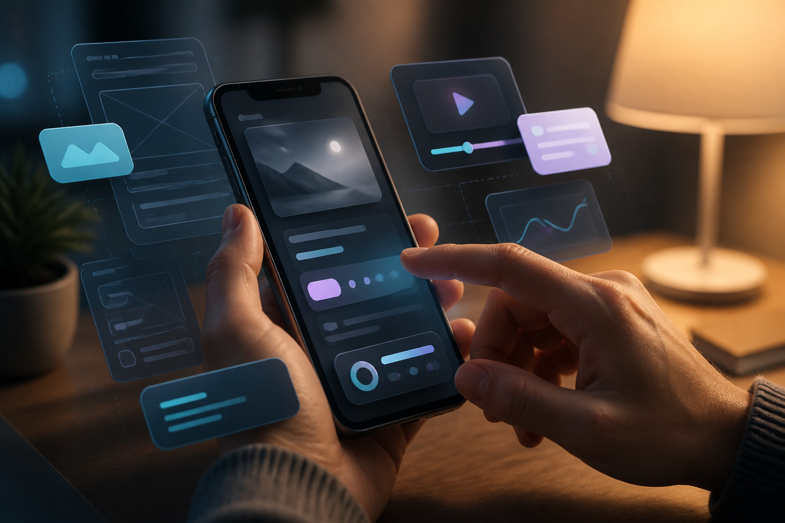 User experience design concept with interactive interface elements