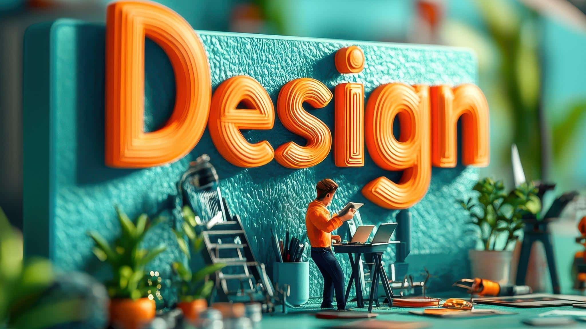 designer workspace showcasing logo design company in delhi ncr with bold typography and creative setup