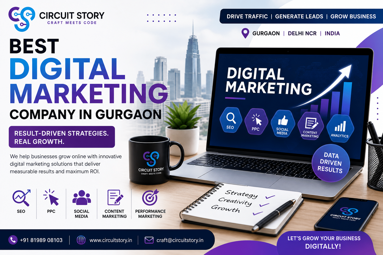 best digital marketing company in gurgaon providing Web Development, Creative, SEO, PPC and performance marketing services.