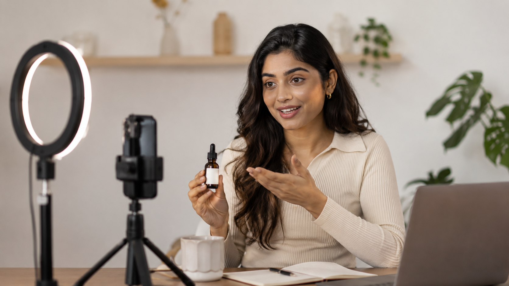 Indian content creator filming a relatable brand video for a campaign by an influencer marketing company in gurgaon.
