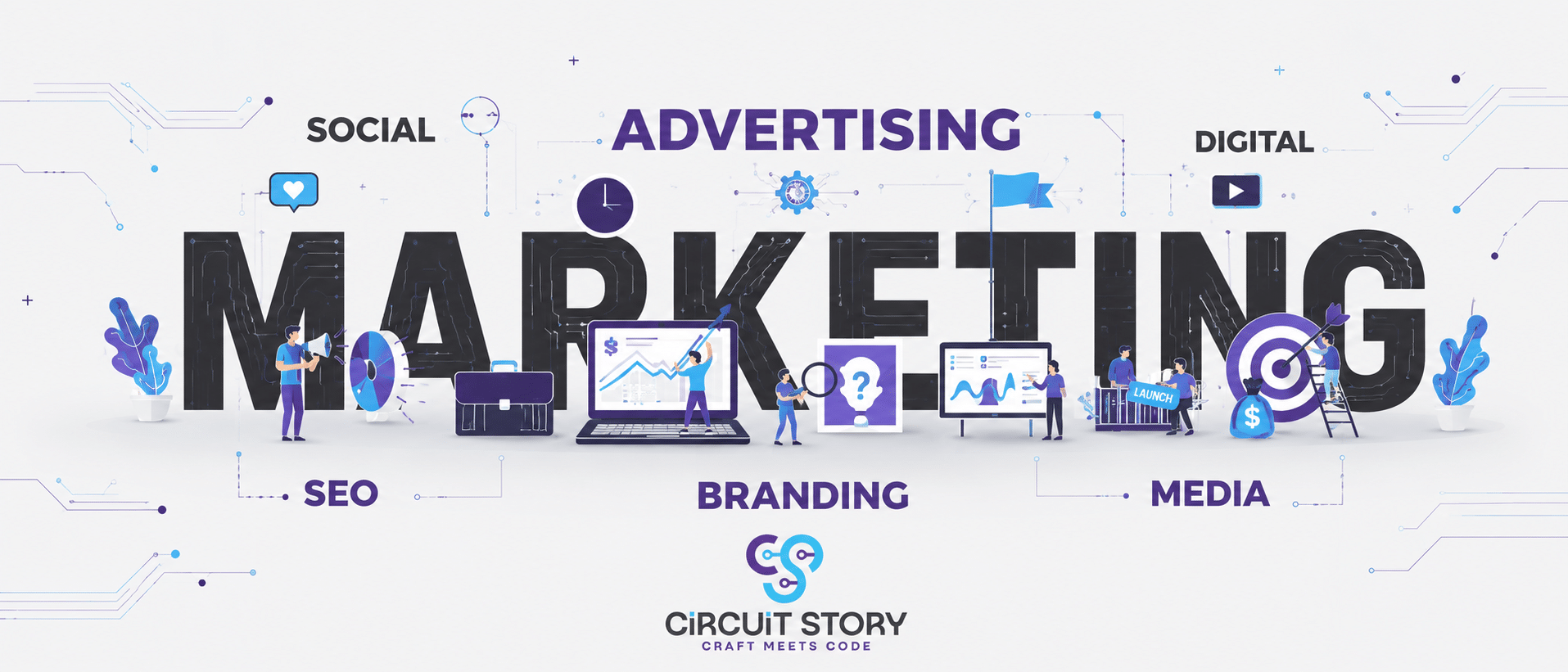 Best marketing agency in Gurgaon, Circuit Story, showcasing social media, advertising, SEO, branding and digital media services.
