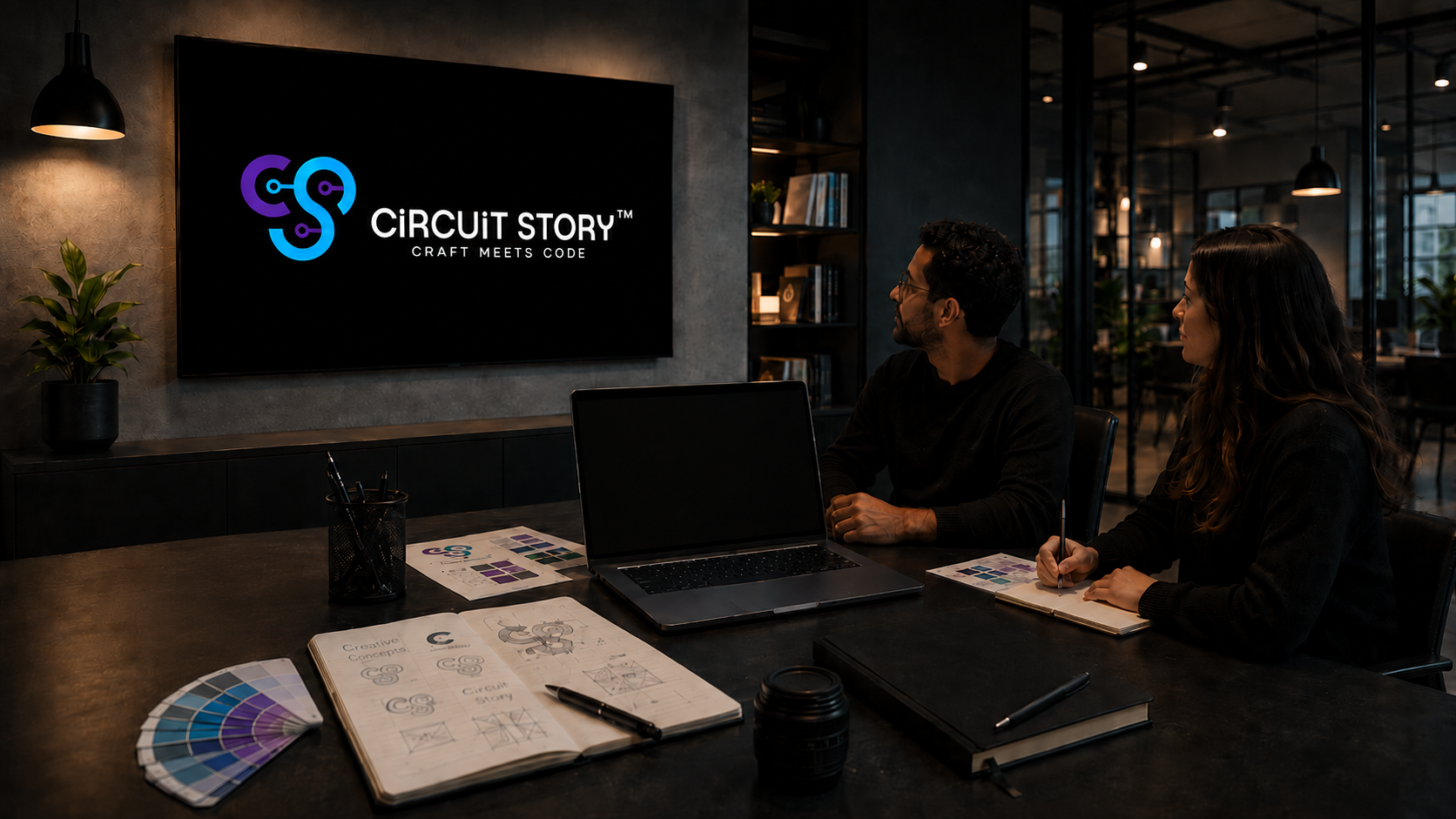 Creative team at a logo design company in Delhi NCR working on professional brand identity concepts.
