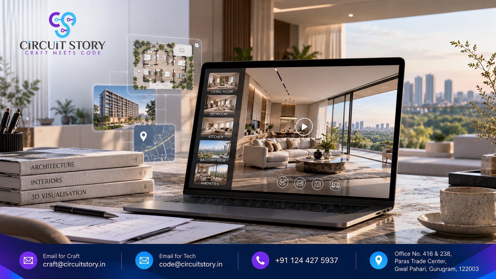 Best 3D Walkthrough Company In Delhi NCR showcasing an interactive luxury real estate walkthrough by Circuit Story.